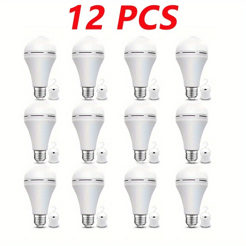 Emergency Light Bulb for Power Outages 2000mAh Rechargeable LED 6000K with Backup Battery – Auto-On Failure Detection, Hangable Emergency Lighting for Home Camping Power Failure, 4 8 12 Pack