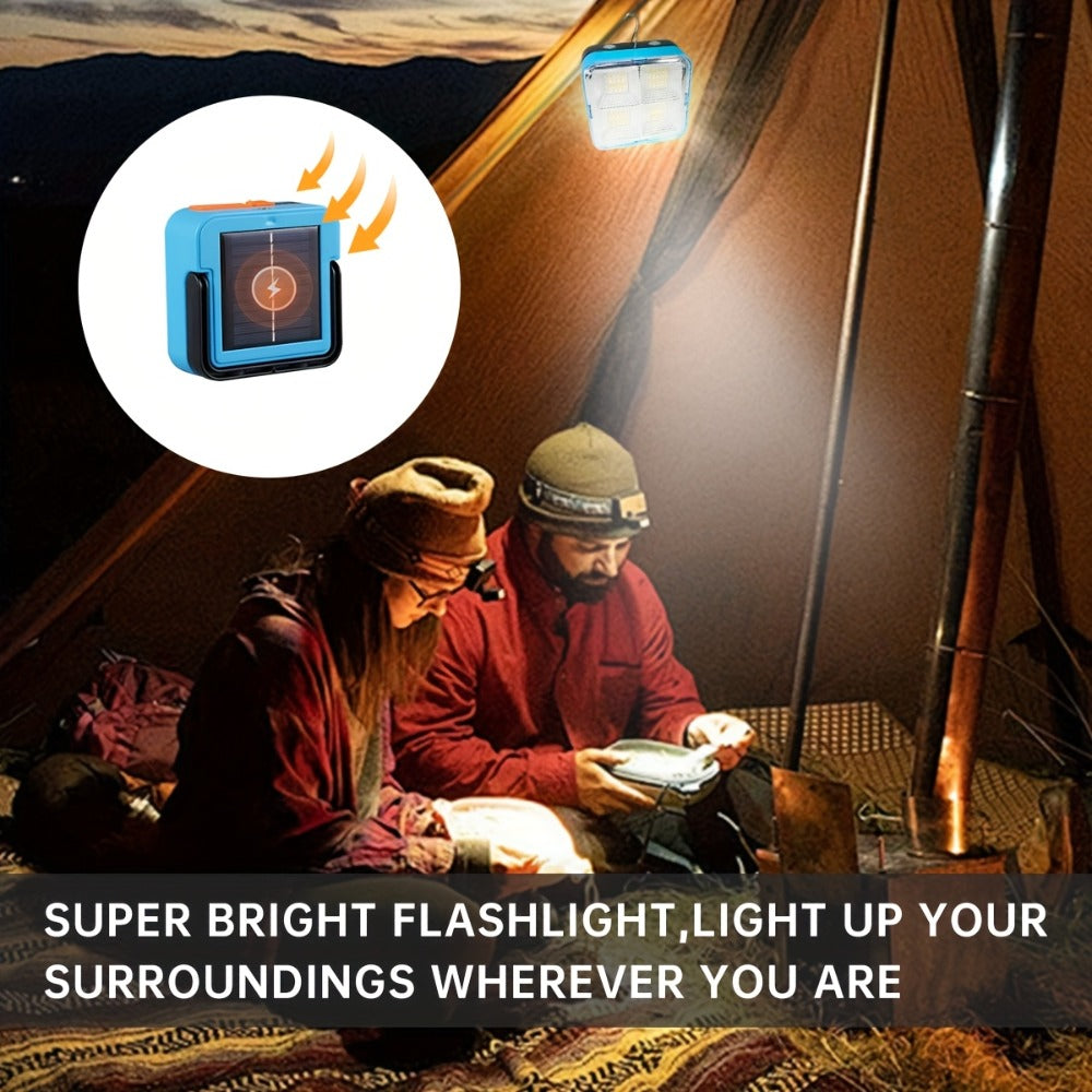 Solar Camping Lantern Ultra-Bright 4 Adjustable Modes – Solar & USB Rechargeable Multifunctional Searchlight with Bracket & Hook for Camping, Hiking, Emergency & Outdoor Use