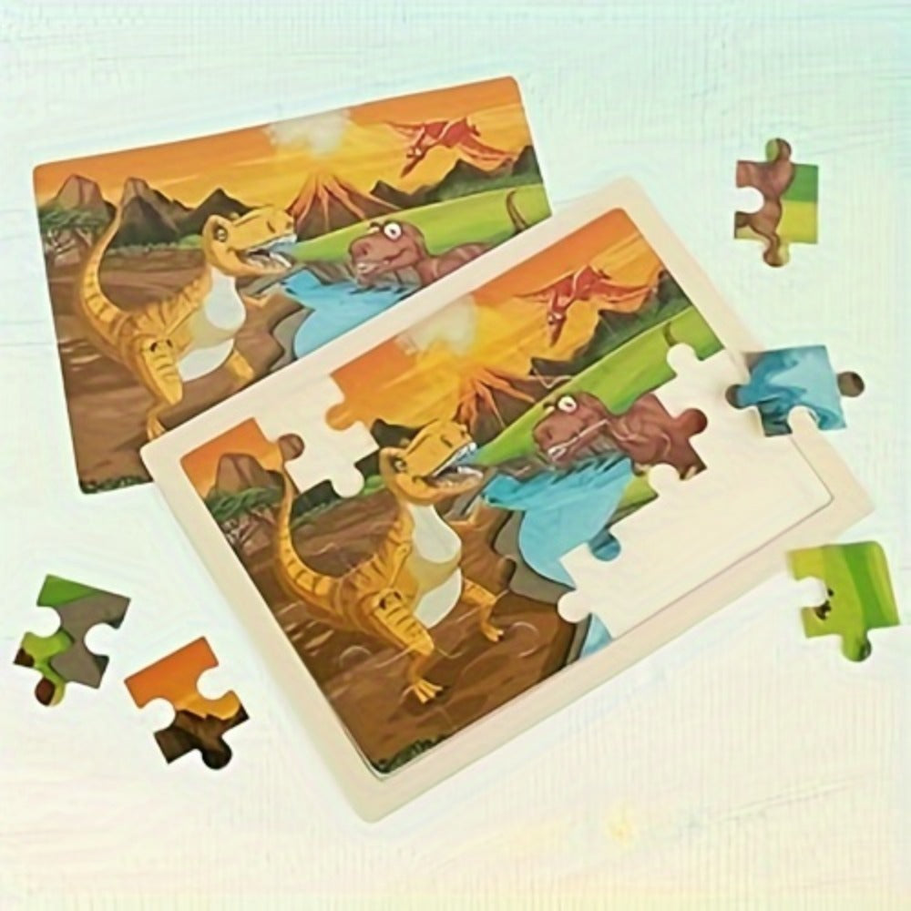 Dinosaur Puzzle Set for Kids Ages 3-8 Wooden 4-in-1 Jigsaw with 24 Pieces Each – Colorful Preschool Educational Toy for Boys & Girls, Fun Birthday Christmas Easter Gift for Toddlers & Children