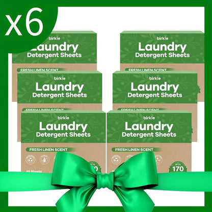 Laundry Detergent Sheets 85 Sheets 170 Loads – Liquid-Free Eco Laundry Strips, No Plastic Jug, Fresh Linen Scent, HE & Standard Washer Compatible