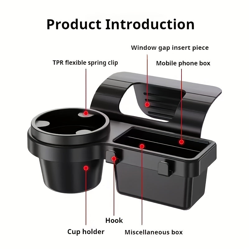 Car Window/door Side Tray Multifunctional Cup Holder, Phone Stand, And Water Bottle Holder. Removable Car Storage Tray, Non-slip And Stable, Easy to Install, Suitable for Most Car Models, A Must-have for Road Trips, And A Perfect Gift.''