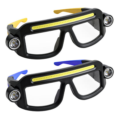 LED Headlamp Glasses 2-Pack, Head-Worn Flashlight with Flashing Mode for Night Running, Cycling, Fishing, Camping, Hiking, Crafts & Work Lighting – Hands-Free Wearable Light