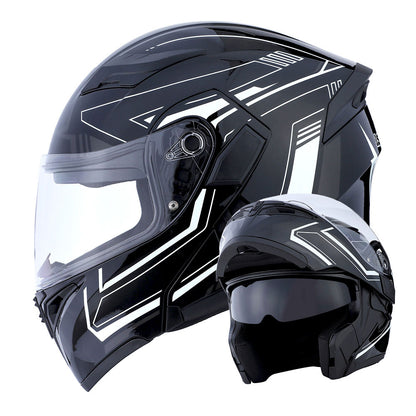 Motorcycle Modular Full Face Helmet Flip Up Dual Visor Inner Smoked Shield Lightweight Aerodynamic Thermoplastic Shell Removable Washable Interior for Men Women, Multiple Colors S M L XL