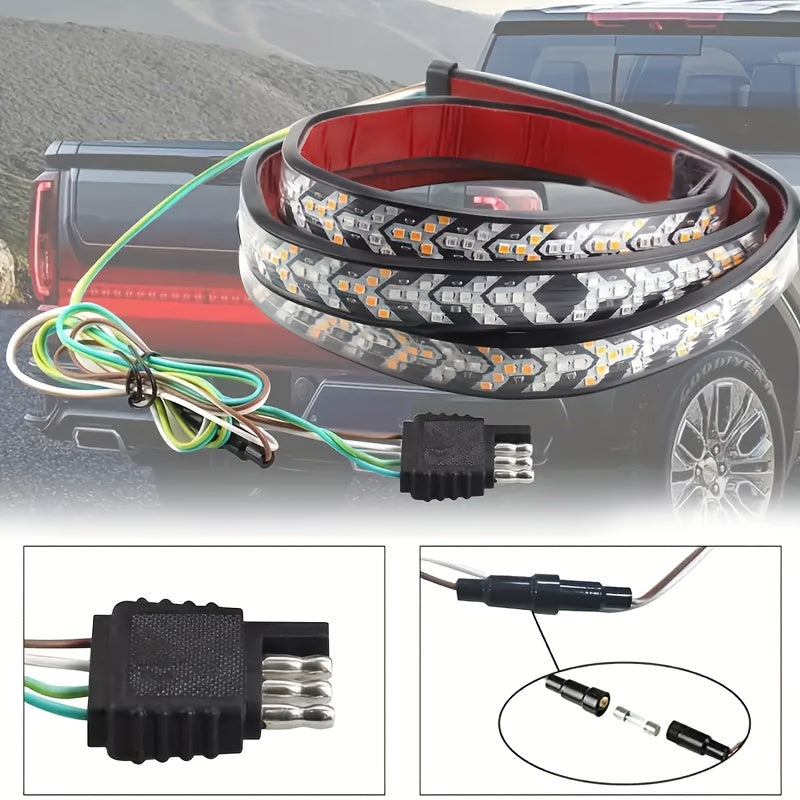 60 Inch Arrow LED Tailgate Light Strip for Trucks - Super Bright White & Amber Light, 12V DC, Easy to Install, Vehicle Use, Without Battery