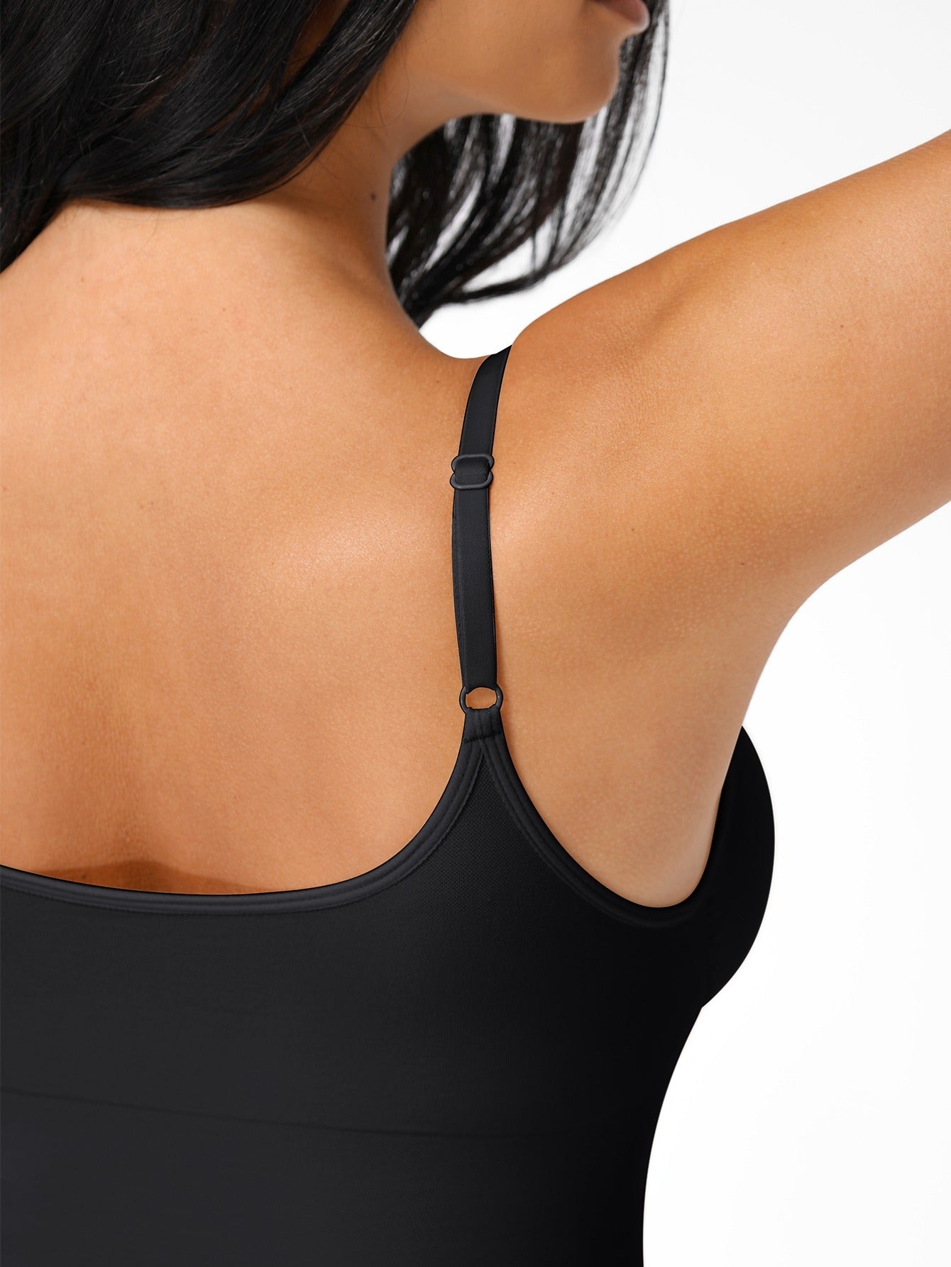 Women's Tummy Control Shapewear Camisole - Solid Color Body Smoothing, Black