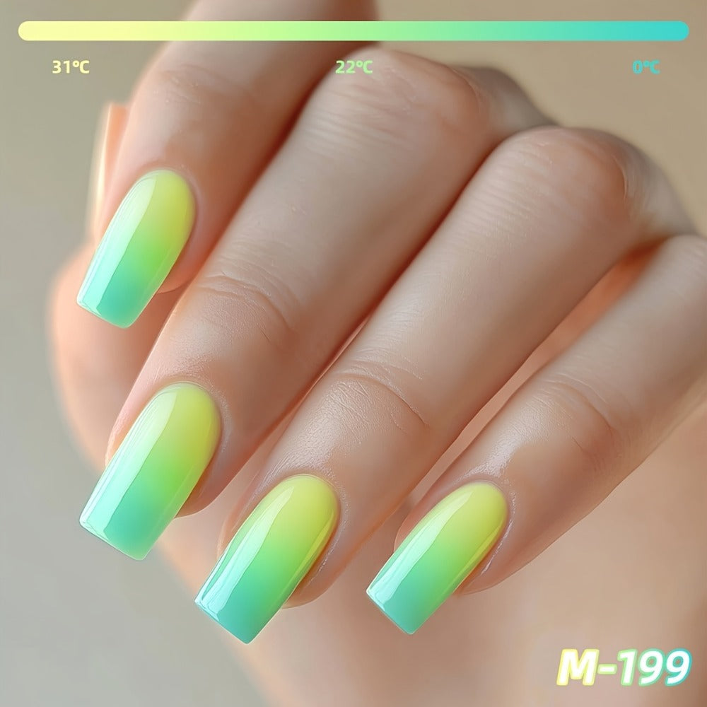 Thermal Gel Nail Polish Set 6 Colors – Heat Reactive Color Changing Glitter Gel Polish, Photo Frame Bottle, LED UV Cured, Glossy Shiny Finish, Spring Summer DIY Salon Manicure Gift for Women Girls