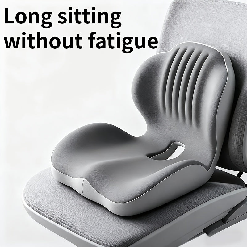 1pc Ergonomic Memory Foam Seat Cushion With Back Support Design, Breathable Hollow Structure, Comfortable Cushion For Office Chair, Car Seat And for long Sitting, Unisex, Suitable For Daily Use Or Gift
