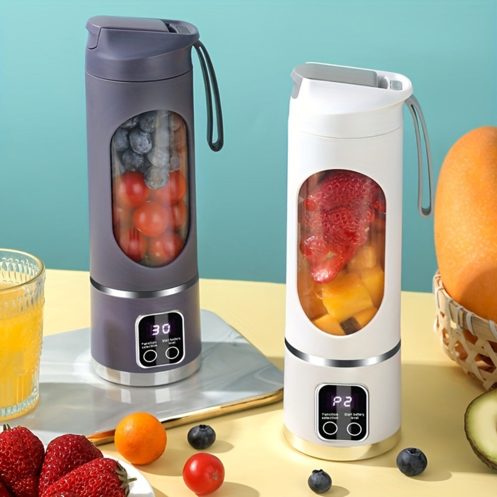 Portable USB Rechargeable Blender with LED Display – 15oz Personal Smoothie Blender for Shakes, Milkshakes & Fresh Juice, Compact Mini Blender for Home Gym Office & Travel, BPA-Free Cup