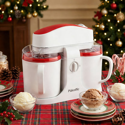 Ice Cream Maker Machine Dual Cup Self-Freezing – Make 2 Flavors Homemade Ice Cream Sorbet Frozen Yogurt at Once, Fast 10-Min Churning, Easy Clean Removable Bowl, Compact Countertop Design