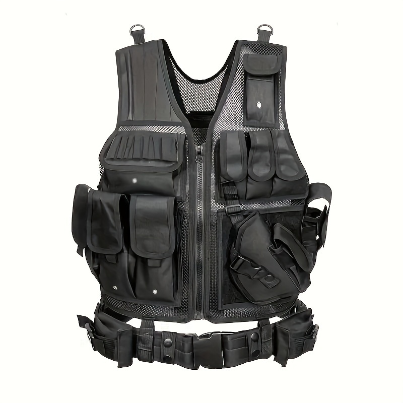Tactical Fishing Vest with Quick Release – Lightweight Breathable Multi-Pocket Outdoor Vest for Men Camping Hiking Hunting Training – Available in Black Khaki Army Green