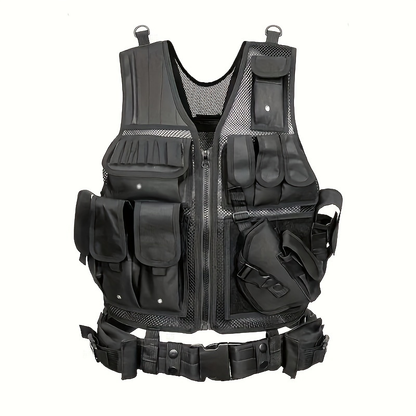Tactical Fishing Vest with Quick Release – Lightweight Breathable Multi-Pocket Outdoor Vest for Men Camping Hiking Hunting Training – Available in Black Khaki Army Green