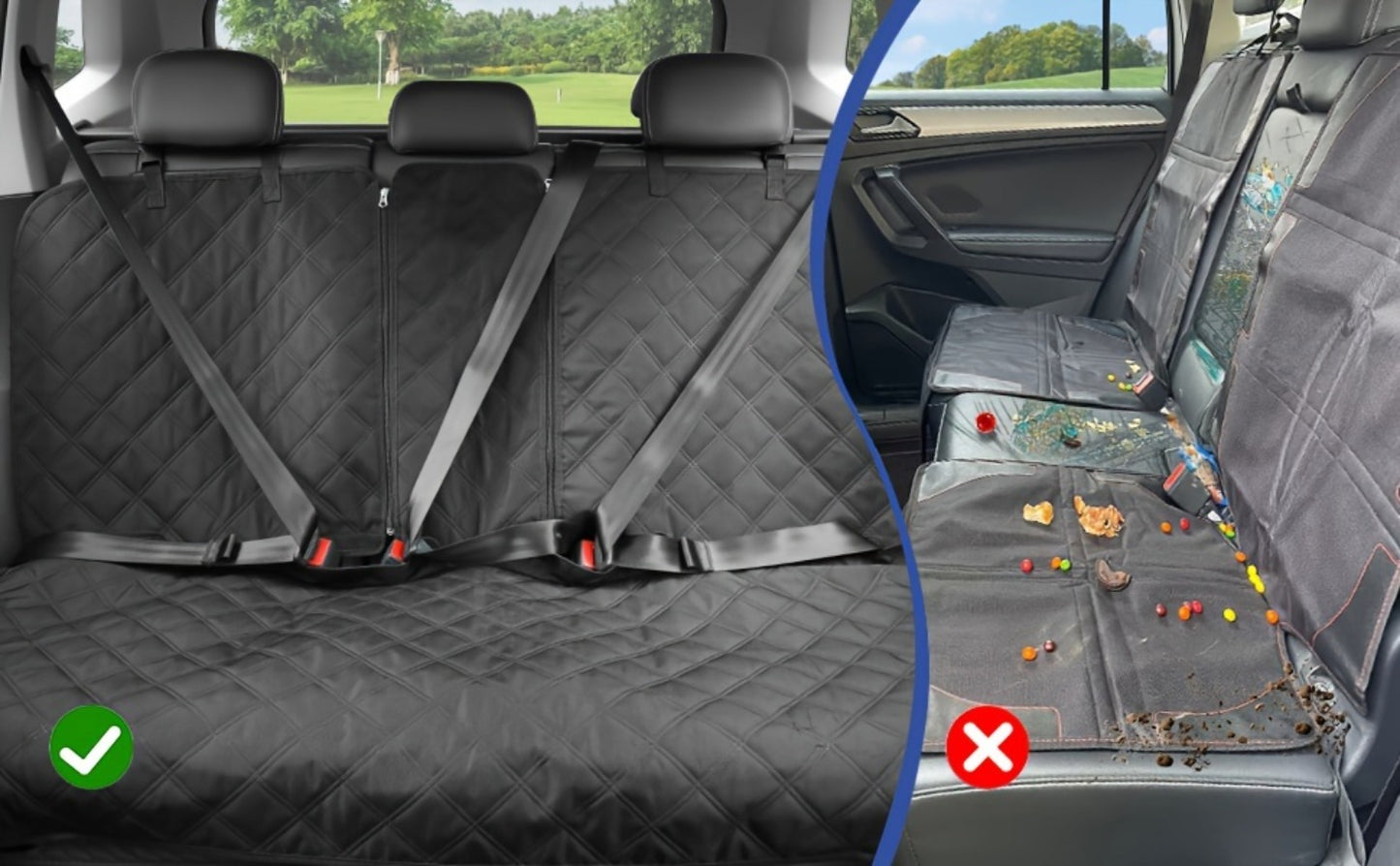 Bench Seat Cover for Back Seat – Waterproof 900D Full Rear Seat Protector for Pets & Kids, Universal Fit Cars Trucks SUVs, Non-Slip Machine Washable, Seat Belt & Armrest Access, Black