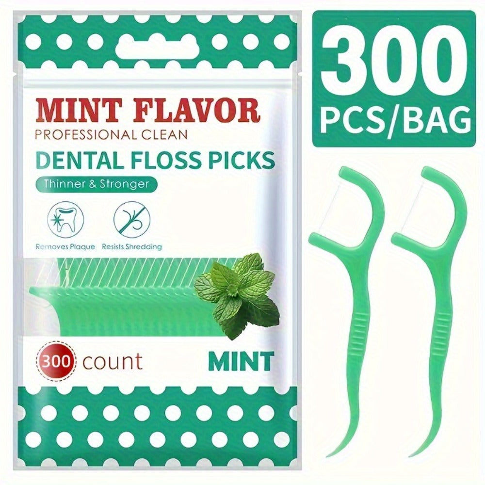 Mint Floss Picks 600 Count — Ultra-Fine Disposable Dental Floss Sticks, Interdental Cleaning, Plaque Removal, Fresh Breath, Portable Oral Care for Home, Travel & Family Daily Use
