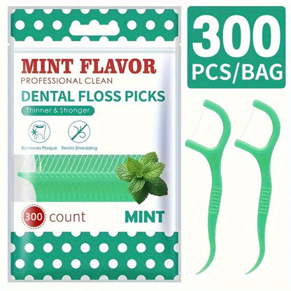 Mint Floss Picks 600 Count — Ultra-Fine Disposable Dental Floss Sticks, Interdental Cleaning, Plaque Removal, Fresh Breath, Portable Oral Care for Home, Travel & Family Daily Use