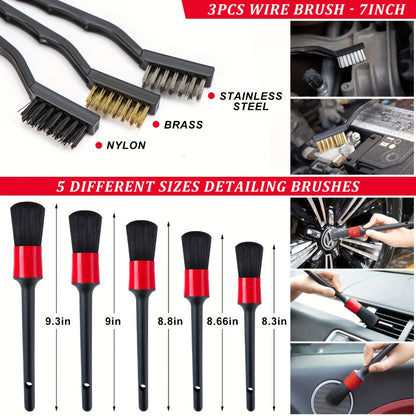 26/42-Piece Complete Car Wash & Detailing Kit – Foam Spray Gun, Portable Vacuum, Windshield Cleaner, Tire Brush, Detail Brushes & Towels for Interior & Exterior Car Cleaning
