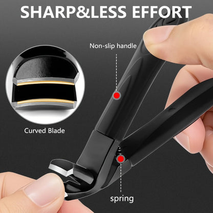 Nail Clippers Set 6 Piece Heavy Duty for Thick Toenails & Ingrown Nails – Ultra-Wide Slanted Blades Toenail Lifter Nail File Large Cutter, Ergonomic Pedicure Kit for Men Seniors