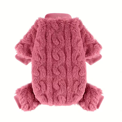 Dog Fleece Jumpsuit 4-Leg Onesie Sweater for Small Dogs & Cats 1-15lbs, Warm Pullover Pet Clothes Fall Winter Pajamas for Chihuahua Yorkie Puppies, Sizes XXS XS S M, Rose Pink Blue Purple