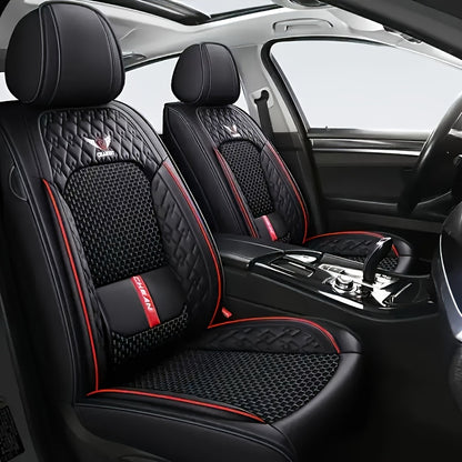 5-Seat Or 2-Front Or 1-Front Set Breathable Faux Leather Car Seat Covers - Stretchable Fit for Suvs, Sedans & Pickups, Easy Care with Sponge Fill Halloween Gifts