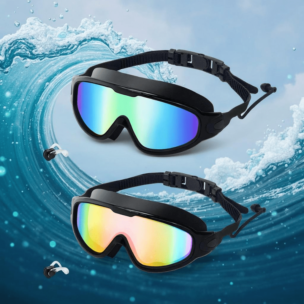 Anti-Fog Swim Goggles 2-Pack UV Protection Wide Lens Adult