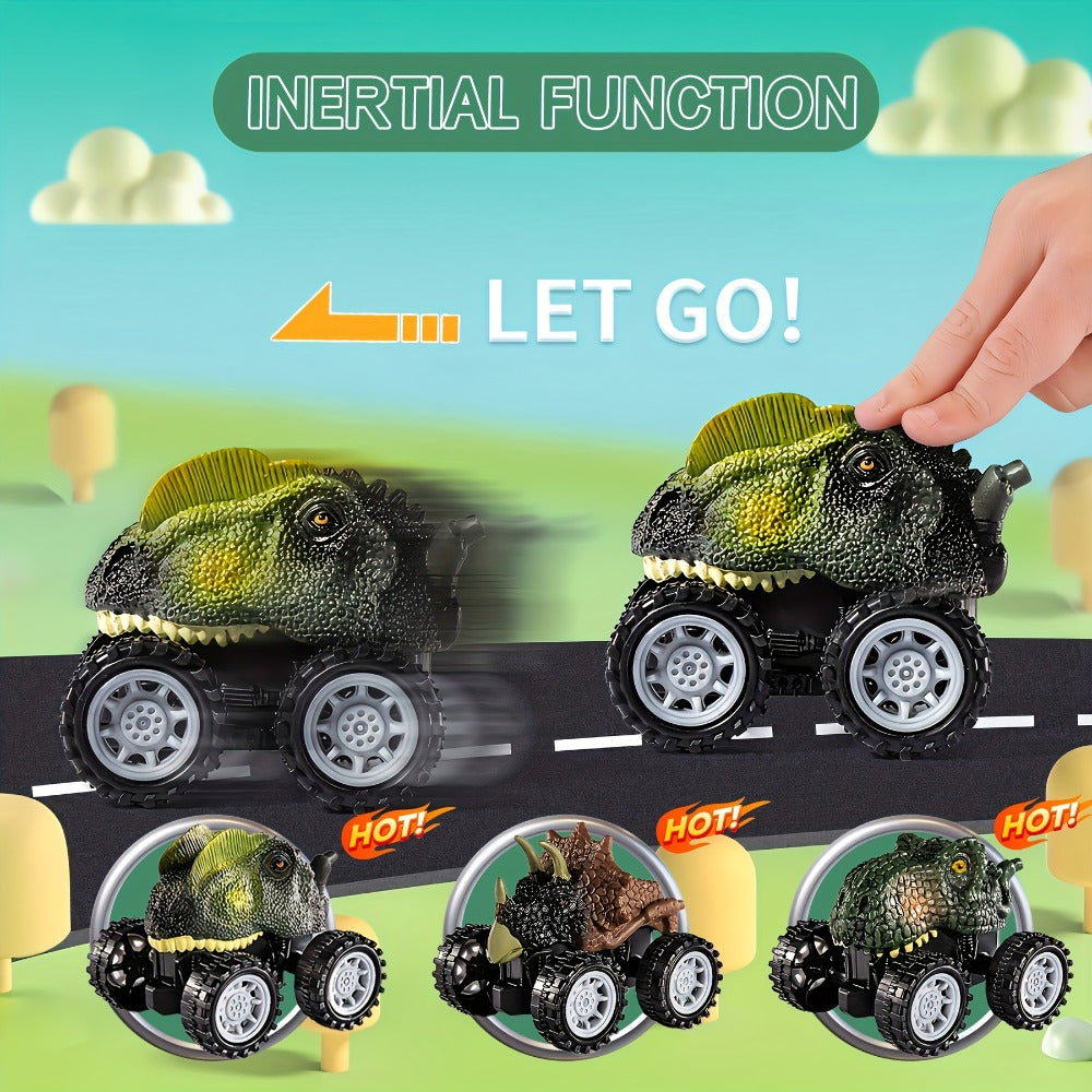 Dinosaur Transport Truck Toy Set with Lights & Sounds – 7-in-1 Dino Carrier with 3 Dinosaur Figures & 3 Monster Cars for Boys Girls Ages 3+, Battery Powered, Birthday Christmas Gift