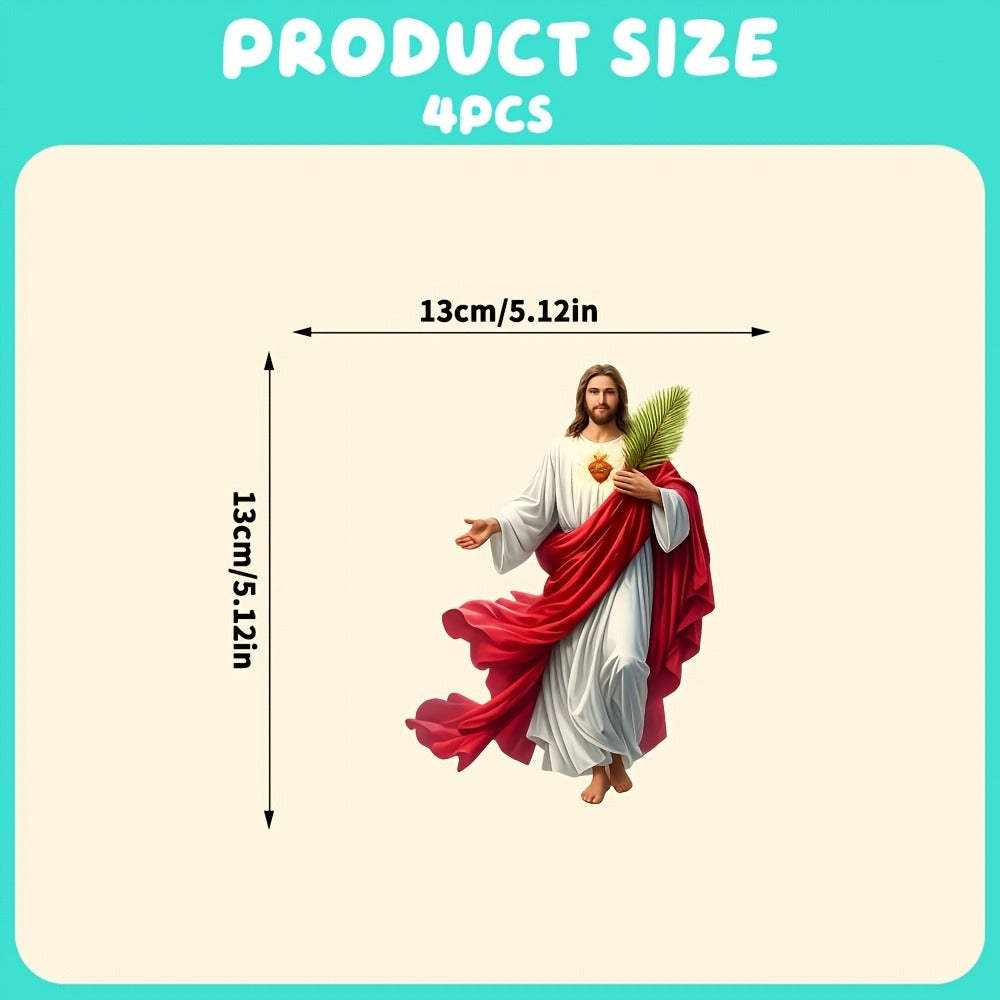 Funny Car Stickers 4PCS Set - Vinyl Window & Bumper Decals, Humorous White Robe Figure Design for Car Windows, Laptops & Outdoor Surfaces