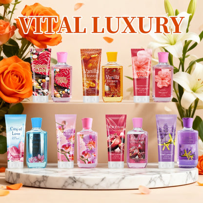 Bath & Body Gift Set 2-Piece Bath Salt Shower Gel & Body Lotion — Home Spa 5 Fragrances Travel Size 88ml+70g | Scented Moisturizing Set for Women & Men | Birthday Christmas Holiday Gift