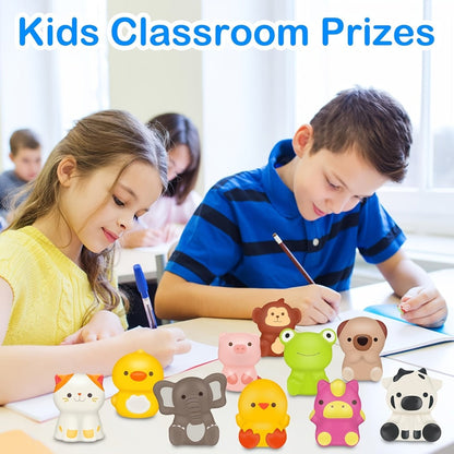 Cute Animal Soft Toys 24 Pcs – Mini Kawaii Animal Squeeze Toys for Kids Birthday Party Favors, Classroom Prizes, Valentine's Day Gifts, Goodie Bag Stuffers for Boys & Girls