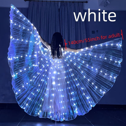 LED Feather Dance Costume Glowing Luminous – Light Up Belly Dance Performance Dress for Women Halloween Christmas Mardi Gras Rave Stage Show White Purple Warm White