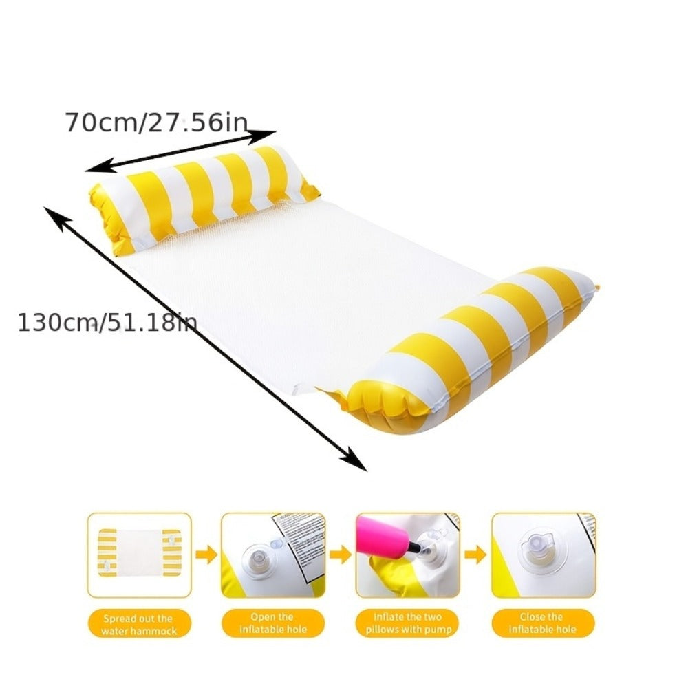 Heavy Duty Inflatable Pool Float Hammock for Adults – 4-in-1 Lounge Chair Saddle Drifter & Floating Bed, Striped Multi-Pack 3 or 8 Pack for Pool Lake River Summer