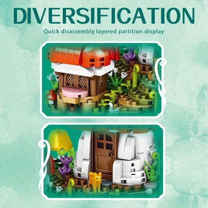 Fairy Mushroom House Building Blocks Set 2000+ Pcs – Mythical Fantasy Miniature Architecture Model 663 Desktop Decoration Display for Adults Teens Birthday Christmas Gift Fantasy Lovers