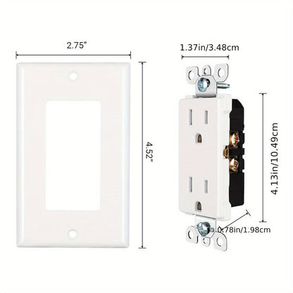 15 Amp Tamper Resistant Wall Outlet 20 Pack with Decorator Wall Plates Included Standard Electrical Receptacle 125V White Duplex Outlet for Home Office Kitchen