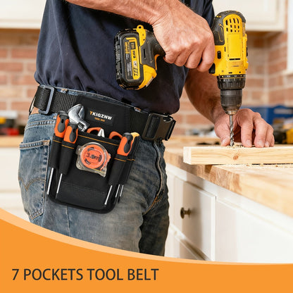 Tool Bag Heavy Duty 7-Pocket PVC Organizer for Mechanics & Electricians – Multi-Pocket Hand Tool Storage Bag, Portable Jobsite Toolbag for Plumbers, Contractors & DIY