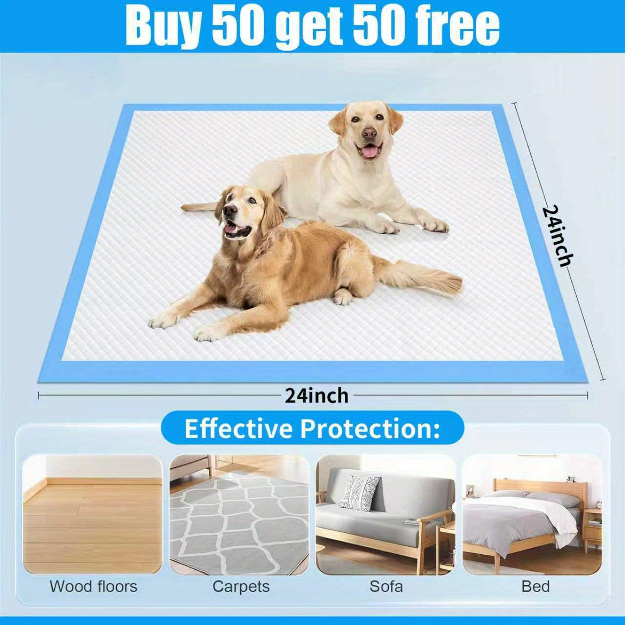 Dog Pee Pads Super Absorbent - Thickened Bamboo Training Pads for Medium & Large Dogs, XL & XXL Puppy Pads for Indoor Use, Camping & Adult Bed Care