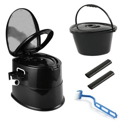 Portable Camping Toilet Extra Large for Adults – Indoor Outdoor Commode with Detachable Inner Bucket & Removable Paper Holder, Lightweight & Compact for Camping, Boat, Van & Emergency Use, Black & Gray