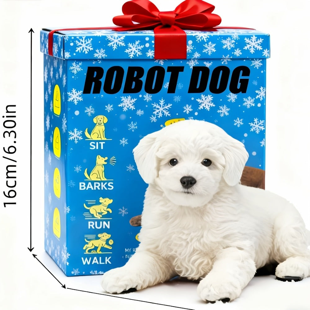 Walking Barking Robot Puppy Gift Set – Interactive Electronic Dog Toy with Realistic Sounds Soft Slow-Rebound Plush Filler White Gift Box, Best Birthday Christmas Gift for Kids Boys Girls Ages 3+