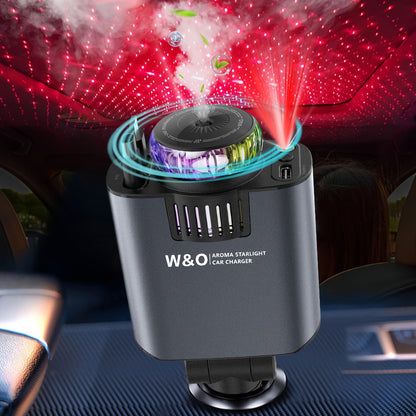 3-In-1 Multifunctional Perfume Machine Car Charger with Starry Sky Light - 3 Kinds of Perfume, Dual 80Cm/32Inch Retractable Cable, Durable And Tangle-Free Adapter for Iphone 16/15/Plus/Pro Max, for S25/24 - Christmas New Year Birthday Gift