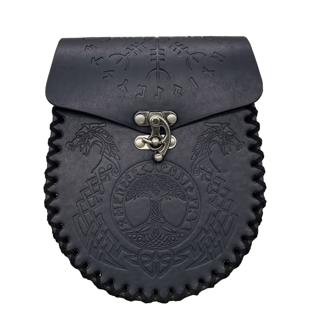 Viking Faux Leather Waist Bag Medieval Belt Pouch Handmade Retro Style – LARP Renaissance Faire Cosplay Stage Prop Costume Accessory for Men Women, Multiple Designs
