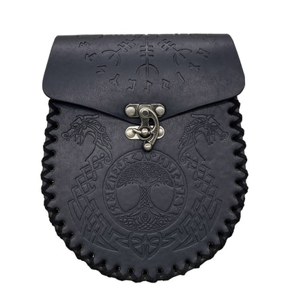 Viking Faux Leather Waist Bag Medieval Belt Pouch Handmade Retro Style – LARP Renaissance Faire Cosplay Stage Prop Costume Accessory for Men Women, Multiple Designs