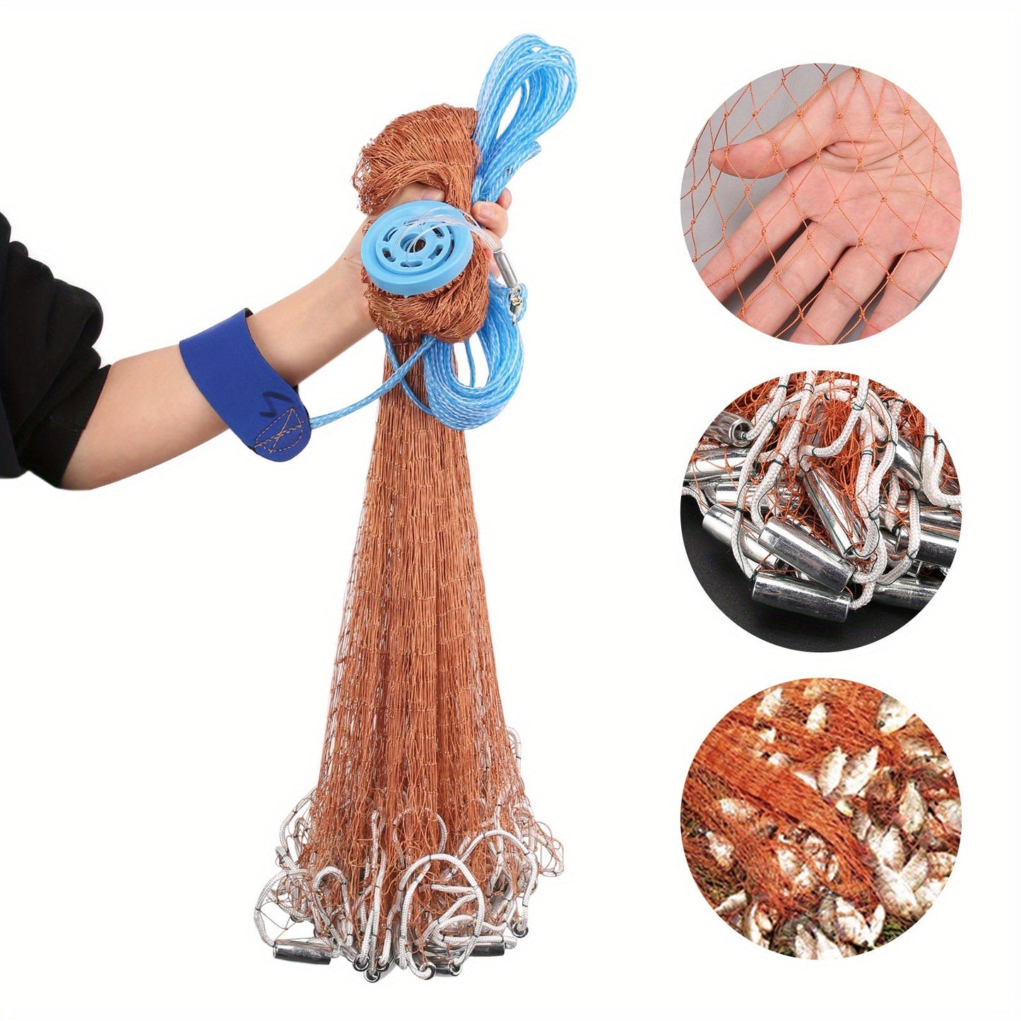 Saltwater Casting Net Set with Fish Basket – 12-Foot Diameter, 0.12" Mesh, Heavy-Duty Zinc-Plated Lead Sinkers for Rapid Sinking – American-Style Fishing Net Ideal for Pier, Beach & Surf Fishing
