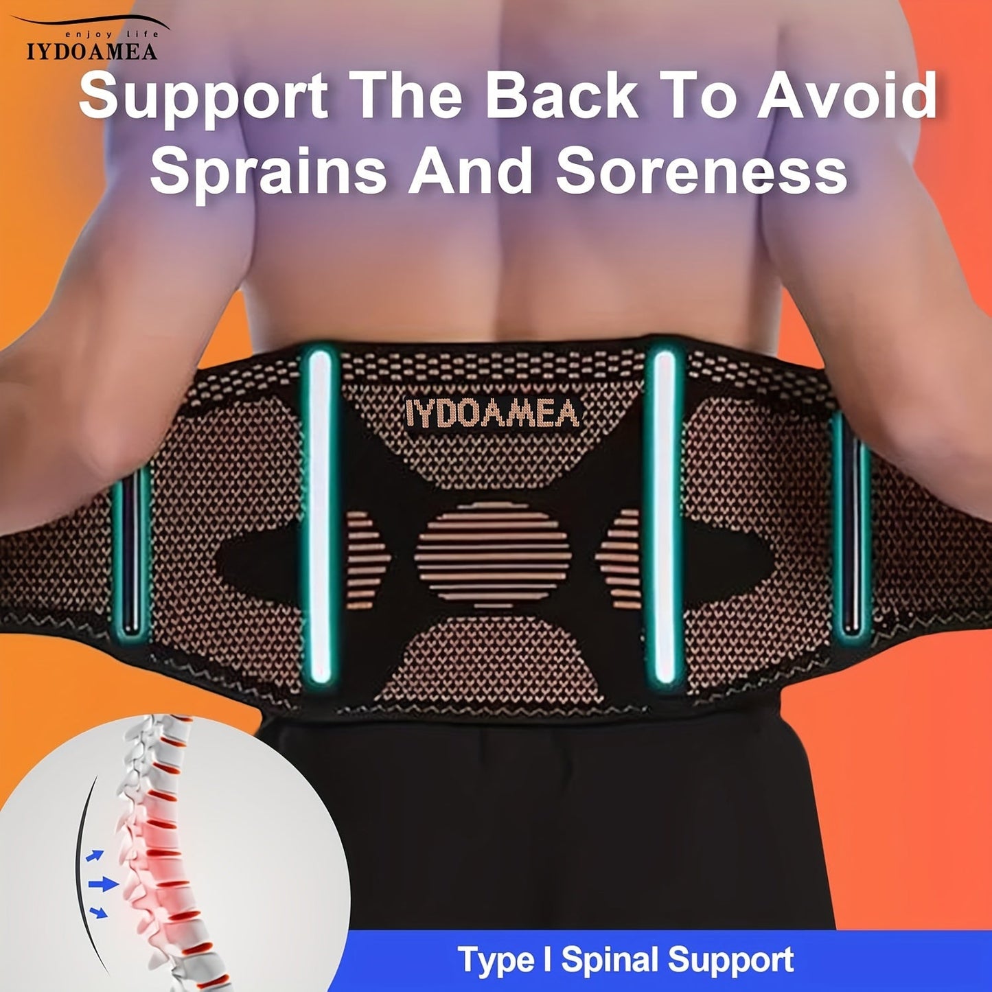 Lumbar Support Belt with Copper Compression – Breathable Lower Back Brace for Men & Women, Adjustable Hook-Loop Waist Support for Heavy Lifting Work Workout Gym, S to 4XL