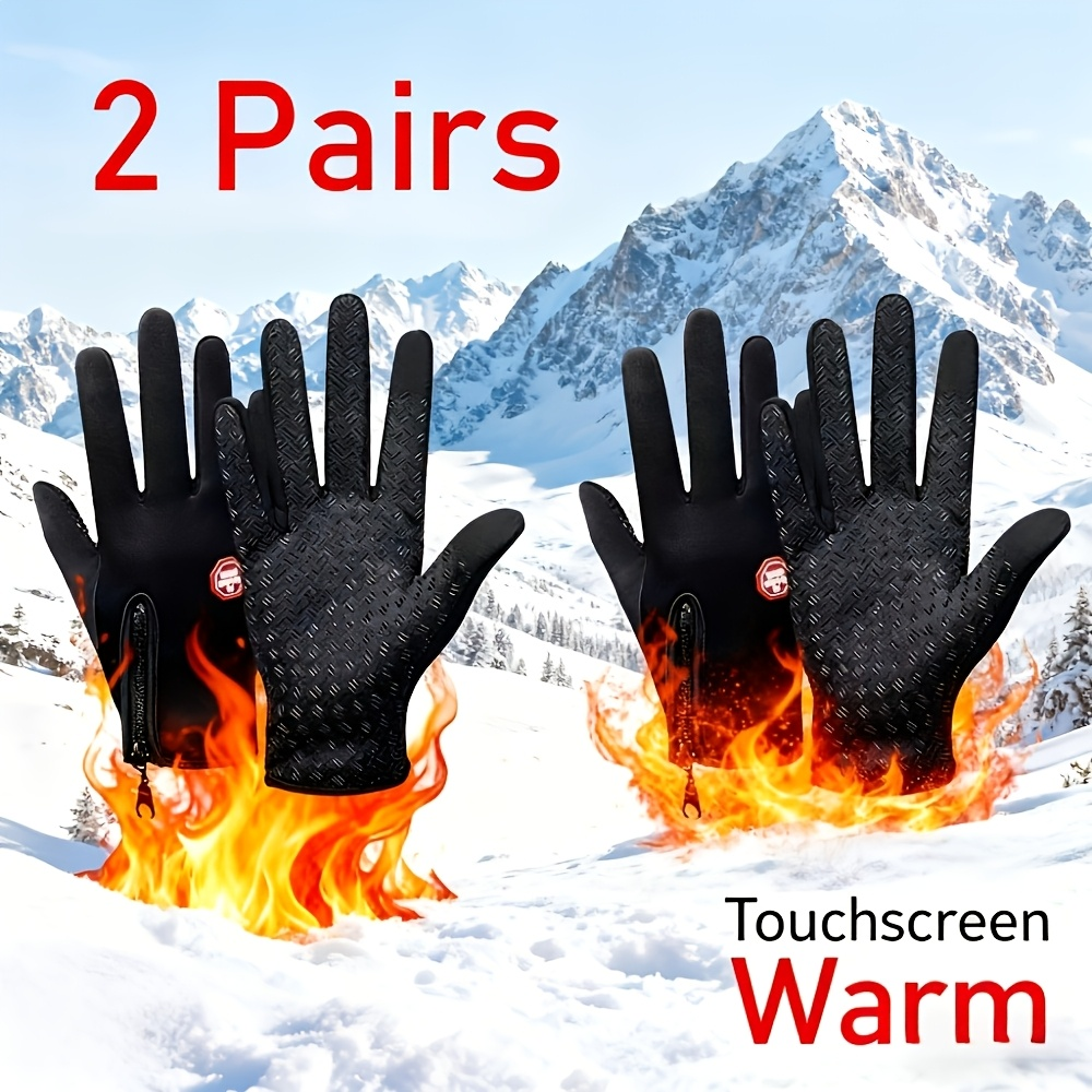 Thermal Touchscreen Gloves for Men & Women – Windproof Full-Finger Winter Gloves | Polyamide Warm Anti-Slip Outdoor Gloves | Available in 1 Pair or 3-Pack | S M L XL | Black Pink Blue