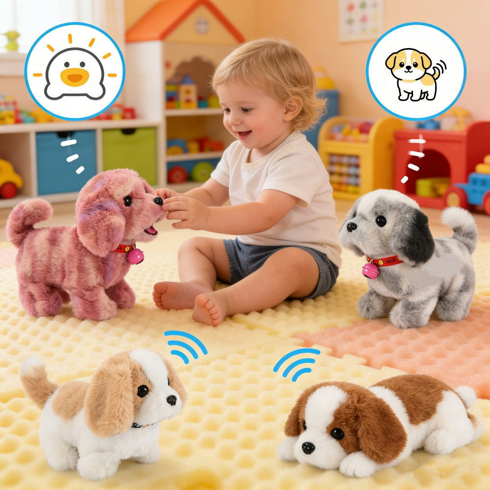Interactive Walking Plush Pet Toy 9 Styles – Golden Retriever Husky Saint Bernard Kitten Chick Electric Realistic Barking Stuffed Animal, Best Birthday Gift for Toddlers Kids Ages 3+