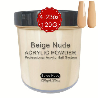 Nude Beige Acrylic Nail Powder 4oz – Natural Sheer Cover Sculpting Powder for Nail Extensions Overlays Enhancements Salon & DIY Manicure Professional System