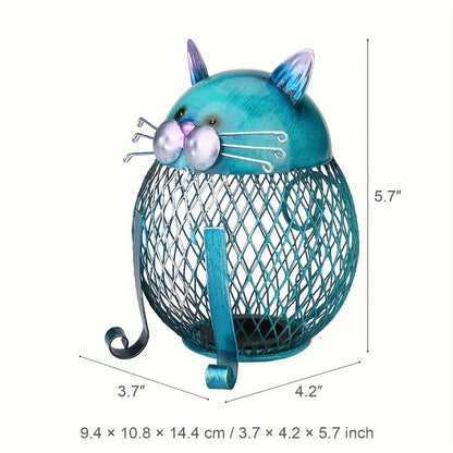 Ceramic Cat Piggy Bank with Removable Bottom Lid - Cute Kitten Coin Bank Figurine for Kids & Adults, Cat Lover Gift, Home Decor for Shelf & Office, Birthday Christmas Halloween Present