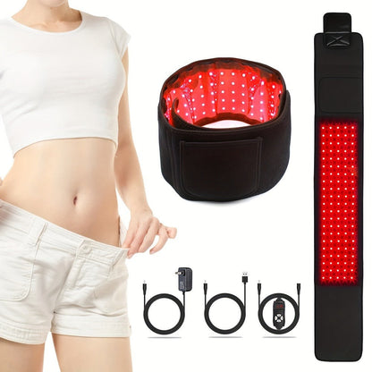 Wearable Red Light Therapy Belt – 660nm & 850nm 3-in-1 Chip Infrared Light Wrap with Timer for Inflammation Relief, Wound Healing & Body Recovery, Portable At-Home Pain Relief Therapy Device, Black