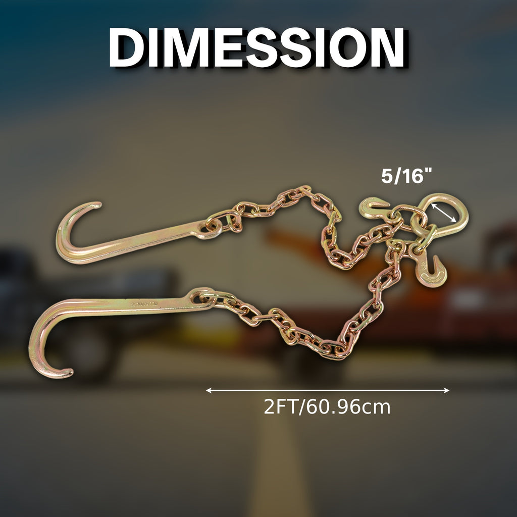 "Say Goodbye to Broken Chains! 5/16X2ft Trailer Chain Set with Lock Hook | 300% More Wear-resistant Than The Original V-chain | Quick Installation In 30 Seconds"