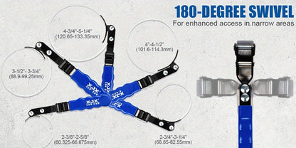 Oil Filter Wrench Set 7 Pcs – Swivel Oil Filter Removal Tool 2-3/8" to 5-1/4" (60-133mm), 12" Adjustable Pliers with 1/2" to 3/8" Adapter & Storage Case for Car & Truck Oil Change
