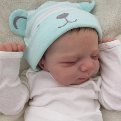 Sleeping Reborn Baby Doll 19 Inch Soft Vinyl Body 3D Hand-Painted Skin Visible Veins Closed Eyes Lifelike Newborn Girl with Clothes Pacifier Bottle – Realistic Bath Doll Gift for Kids Girls Birthday Christmas