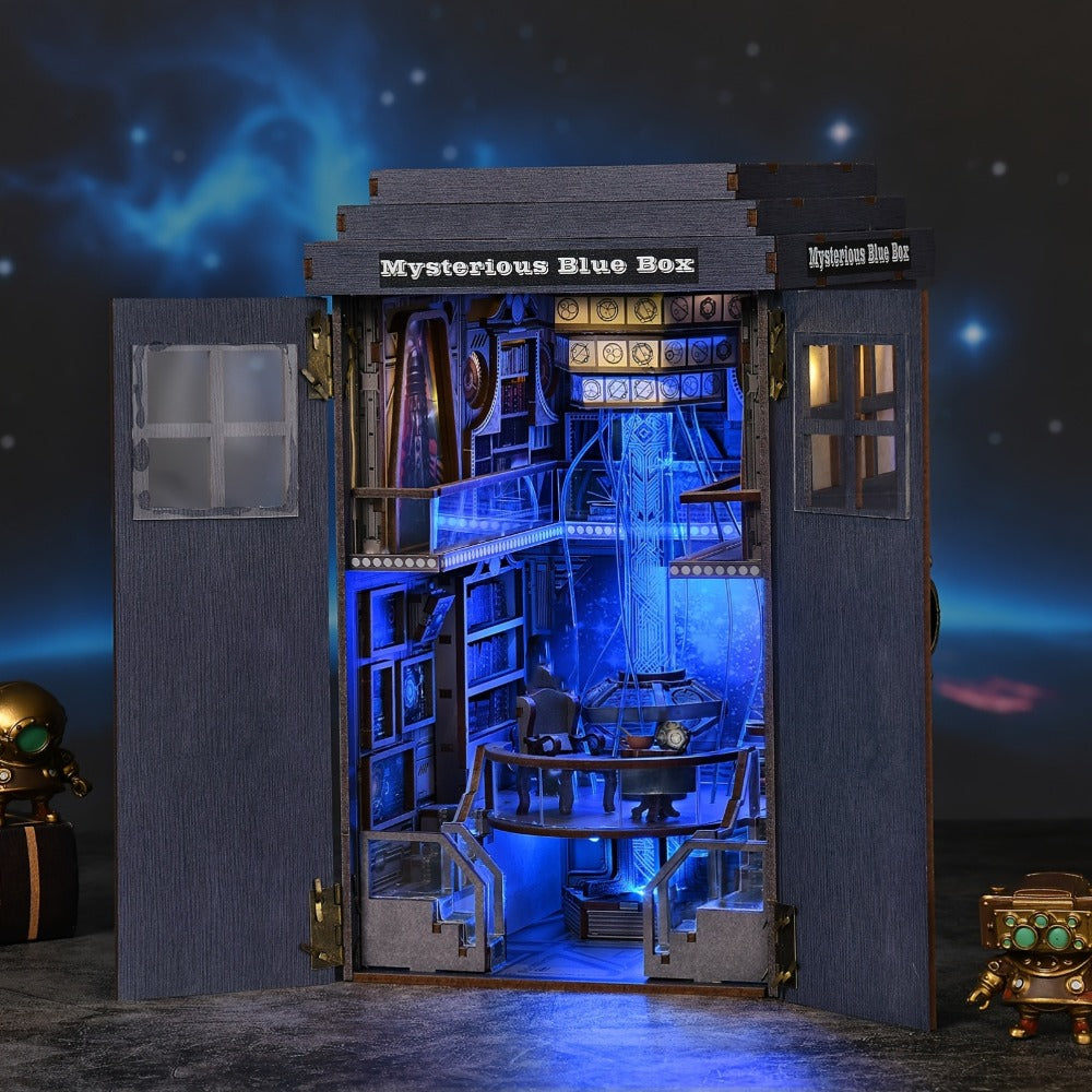 Magic Box Book Nook Kit DIY – 3D Wooden Miniature Dollhouse Bookshelf Insert, Mysterious Fantasy Scene Craft for Adults & Teens, Unique Bookend Home Decor, Valentine's Day Halloween Christmas Birthday Gift