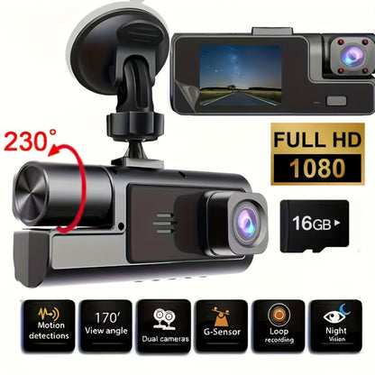 Dash Cam 1080P Dual & Triple Lens with IR Night Vision, 170° Wide Angle Car DVR Camera, WiFi, Loop Recording, G-Sensor, 24H Parking Mode, 2-Inch IPS Screen, 16GB/32GB TF Card, Car Dashboard Camera